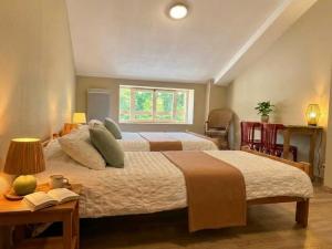 a bedroom with two beds and a window at Domaine de Marmonfosse in Taintrux