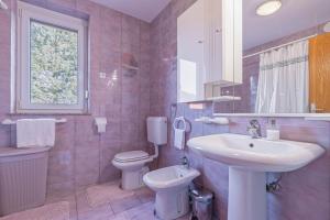 a bathroom with a sink and a toilet at Apartma Breza in Kojsko
