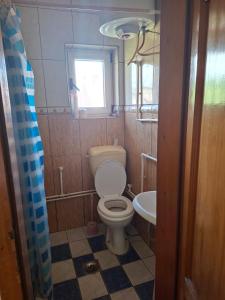 a bathroom with a toilet and a sink at Apartmani Lazić No 5 in Gracanica