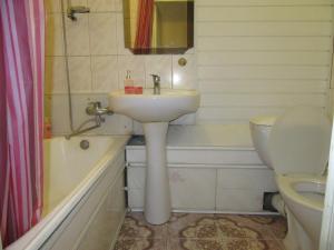 ペルミにあるApartments On Leninaのバスルーム(洗面台、トイレ、バスタブ付)