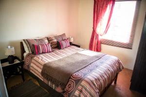 a bedroom with a bed and a window at Maskam Guest Farm in Vanrhynsdorp
