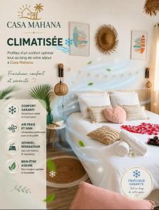 a poster for a hotel room with a bed at Casa Mahana spa in Saugnacq-et-Muret