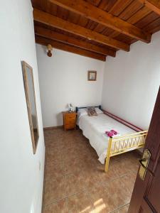 a bedroom with a bed and a wooden ceiling at Casa Nazario Duplex in Los Llanos de Aridane