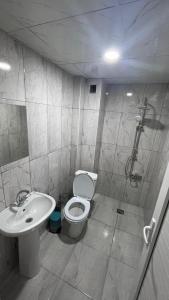 a bathroom with a toilet and a sink at Divan Kars Suit in Kars