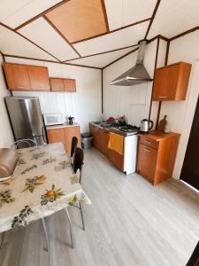 a large kitchen with a table in a room at Agroturystyka Hogata in Wąchock