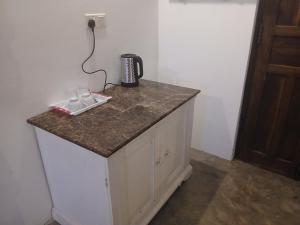 a counter in a room with a blender on it at Kentz villa in Arugam Bay