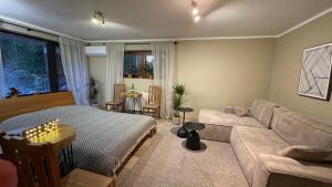 a living room with a couch and a table at Apartamenty Mitori in Dywity