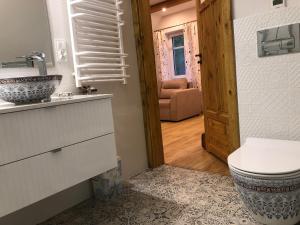 a bathroom with a toilet and a sink at ALVORADA Mościce Dolne nad Bugiem in Nowosiółki