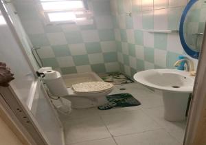a bathroom with a toilet and a sink at Brise de Mer Azur in Djibouti