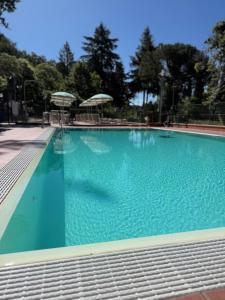a large swimming pool with blue water at Happy Hen Garden Suite in Bivigliano
