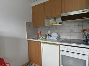 a kitchen with a sink and a stove top oven at Modern Apartment in Mastrils near Forest in Mastrils