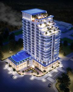 an overhead view of a building at night at Khách sạn LAzur in Cửa Lô +3 photos