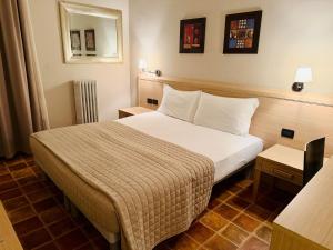a hotel room with a bed and a mirror at HOTEL Monte Cimone in Caldonazzo