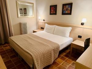 a hotel room with a bed and a mirror at HOTEL Monte Cimone in Caldonazzo