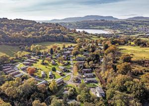 an aerial view of a small village in the hills at Beautiful Home In Bala, Gwynedd W in Bala
