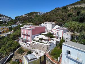an aerial view of a town on a hill at b&b da Laura in Ponza