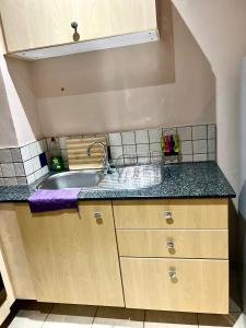 a kitchen with a sink and a counter top at Warm & Cozy Diamonds Hotel in Johannesburg