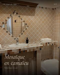 a bathroom with a sink and a mirror at LE PATIO in Grignan +31 photos
