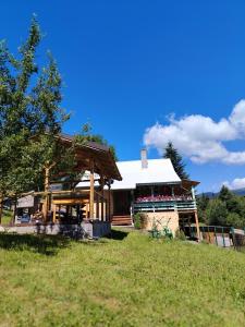 a large wooden house on top of a hill at Casuta Mariei, Borsa,Maramures in Borşa +39 photos