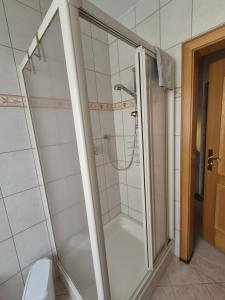 a shower stall in a bathroom with a toilet at Gastenverblijf Franz-Marc in Bad Bentheim
