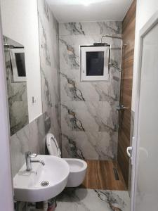 a bathroom with a sink and a toilet and a shower at Villa SeFa in Struga +34 photos