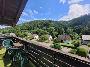 a view from the balcony of a house at Pension Schöne Aussicht in Witzenhausen