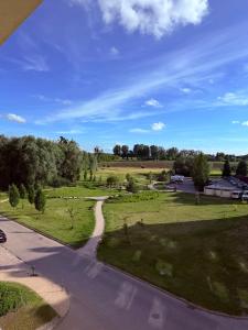 an aerial view of a park with a road at Apartament Borys in Malbork
