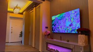 a large flat screen tv hanging on a wall at Santa Rio Taxim in Istanbul +56 photos