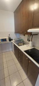 a kitchen with a sink and a counter top at Apartment Sansimon in Izola