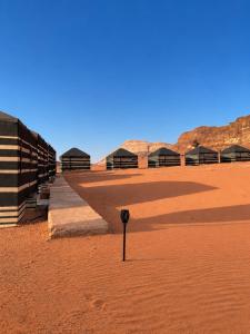 a parking meter in the middle of the desert at Starry Nights Camp in Wadi Rum