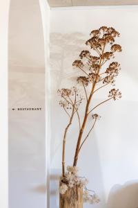 a vase with a plant in it at Hôtel Spa & Restaurant - Son de Mar in Porto-Vecchio