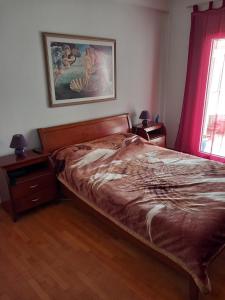a bedroom with a bed and a painting on the wall at Lamia House in Lamía