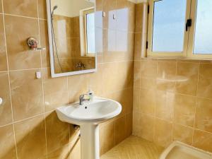 a bathroom with a sink and a mirror at Arc Apartment Family - City Center in Divjakë +15 photos