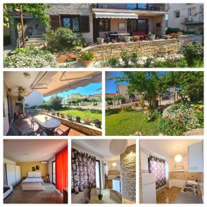 a collage of four pictures of a house at Apartments Helena Pomer in Pomer