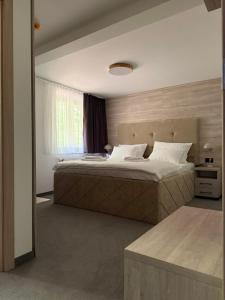 a bedroom with a large bed and a window at Motel Gradina in Bosansko Grahovo