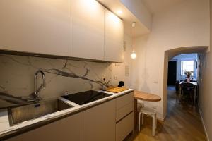 a kitchen with a sink and a counter top at Dimora l'Arancio in Lucca