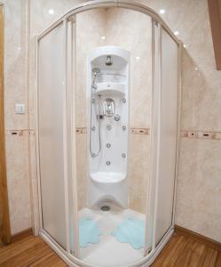 a bathroom with a urinal in a glass enclosure at Casa Alcazaba in Guadix +44 photos