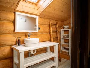 a bathroom with a sink and a mirror at Chalet Val d'Or in Nová Baňa +13 photos