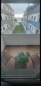 a view from a window of a building with a tree at COBERTURA Duplex 302,vista d Mar e piscina in Piúma +6 photos