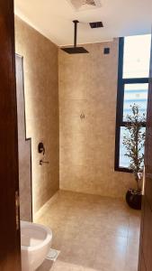 a bathroom with a toilet and a plant in it at شقة غادة الفندقية الفاخرة in Abha +11 photos