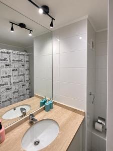 a bathroom with a sink and a mirror at Espacio parque 1D y 1B in Calama