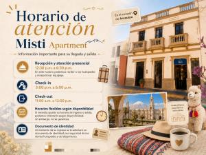 a flyer for a trip to the horeato de antigua mission apartment at Misti Apartment Hostal in Arequipa