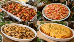 a collage of four pictures of different dishes of food at Capsule Inn Osaka (Male Only) in Osaka