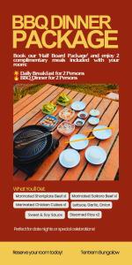 a flyer for a barbecue grill on a wooden table at Tentrem Bungalow in Labuan Bajo +17 photos