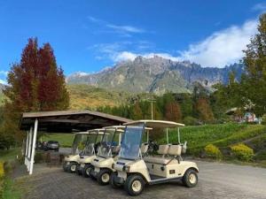 a group of golf carts parked at a gas station at DMaro Cabin in Kampong Kundassan