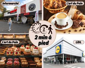 a collage of photos with different types of pastries and coffee at 5 lits, 3Ch, 100m2, Free Parking, Spacieux in Pau