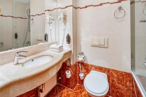 a bathroom with a toilet and a sink and a shower at Hotel Chateau Berlin Kurfürstendamm in Berlin
