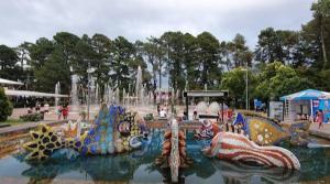 a fountain in a park with animals in the water at Relax inn in Kobuleti