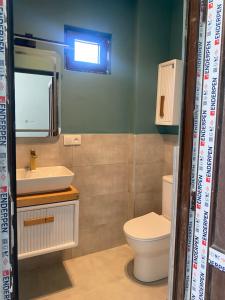 ein Badezimmer mit Toilette und Waschbecken in der Unterkunft Kisa in Martvili + 25 Fotos