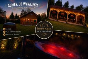 a collage of photos of a house with a gazebo at Domek z BALIA OGRODOWA in Dłużec